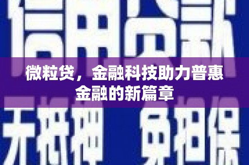 英德微粒贷，金融科技助力普惠金融的新篇章