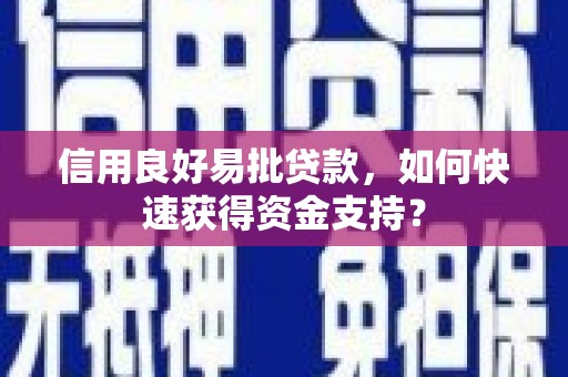 英德信用良好易批贷款，如何快速获得资金支持？