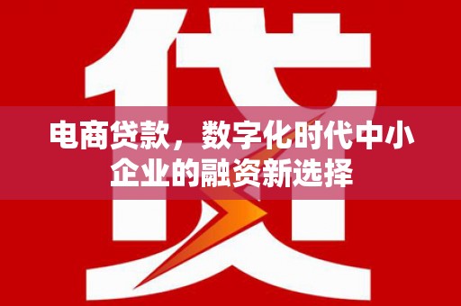 英德电商贷款，数字化时代中小企业的融资新选择