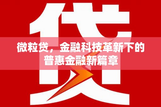 英德微粒贷，金融科技革新下的普惠金融新篇章